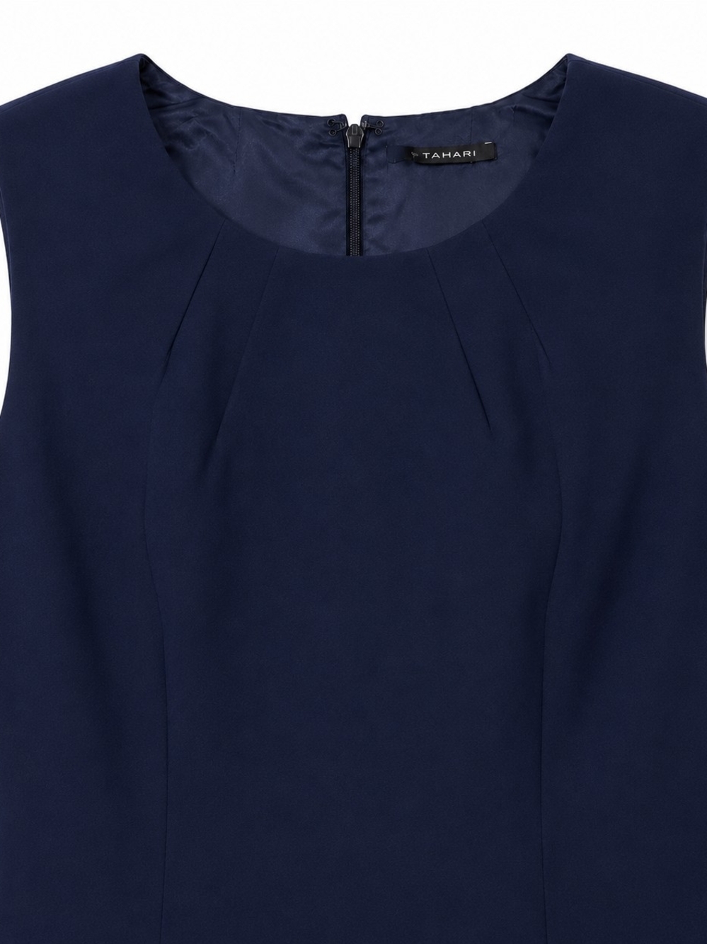Tahari Navy Sleeveless Sheath Dress Career Capsule Academia - Picture 4 of 5
